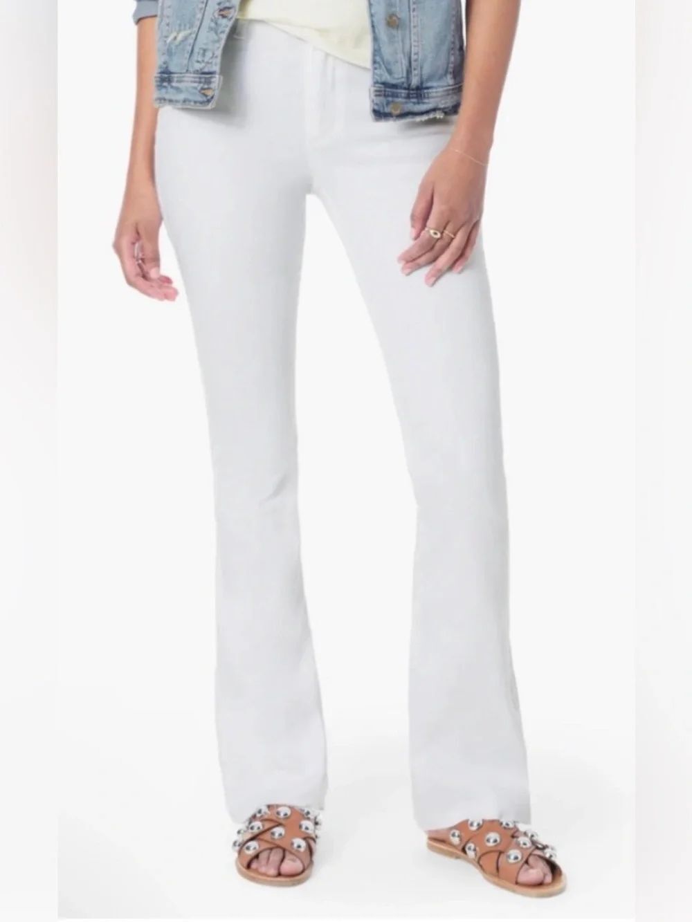 Joe's Jeans White Flare Stretch Flawless Honey High Waist Curvy Bootcut Jeans.